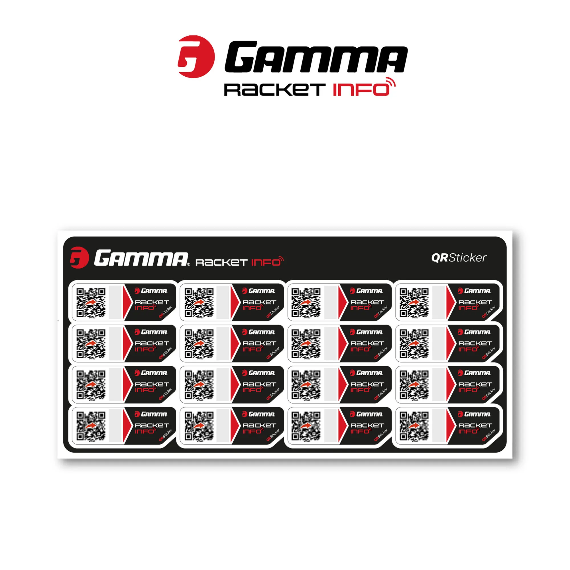 Gamma Racket Info Internationale Version Incollare Gli Adesivi Confezione Da 16 - Nero