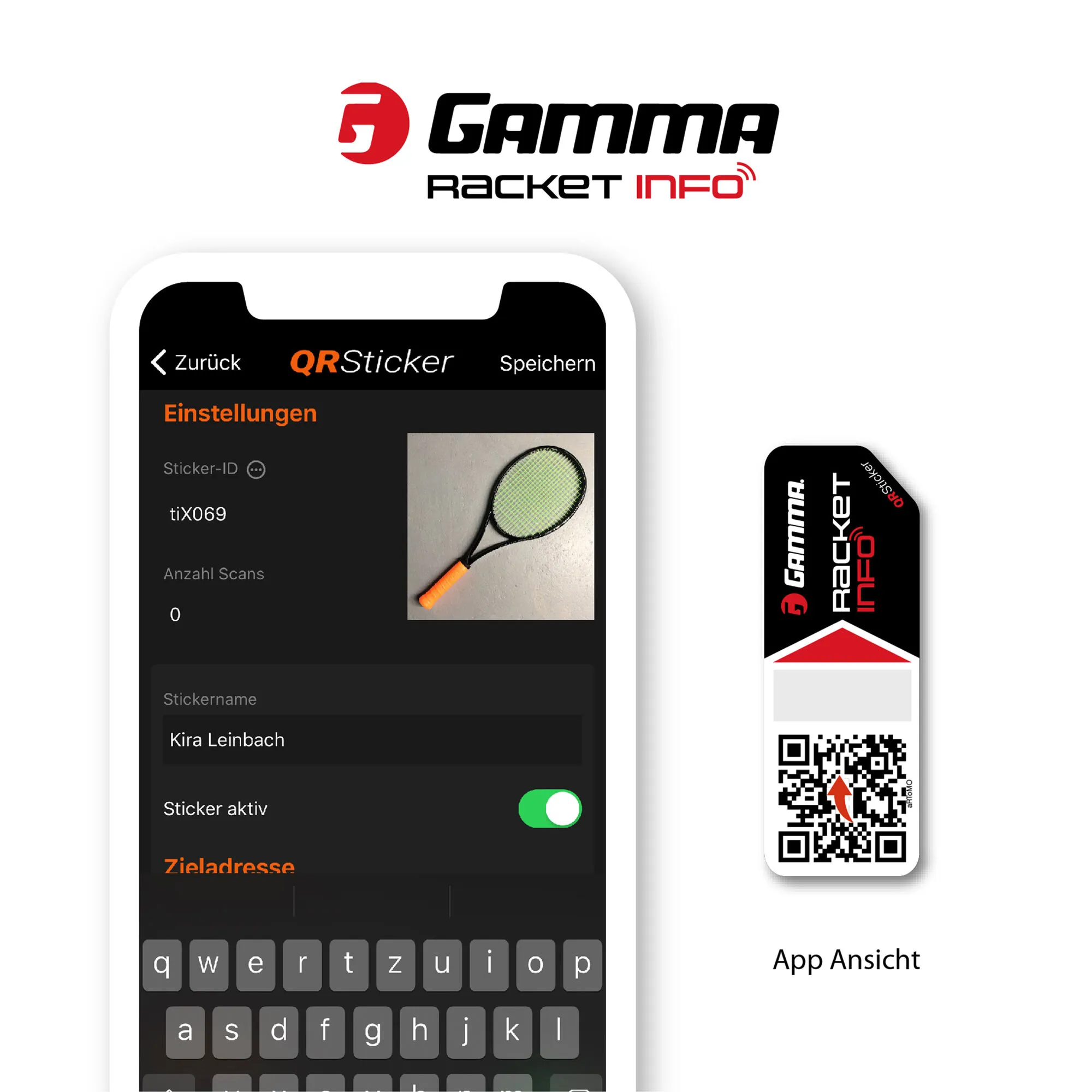 Gamma Racket Info Internationale Version Incollare Gli Adesivi Confezione Da 16 - Nero - immagine 3