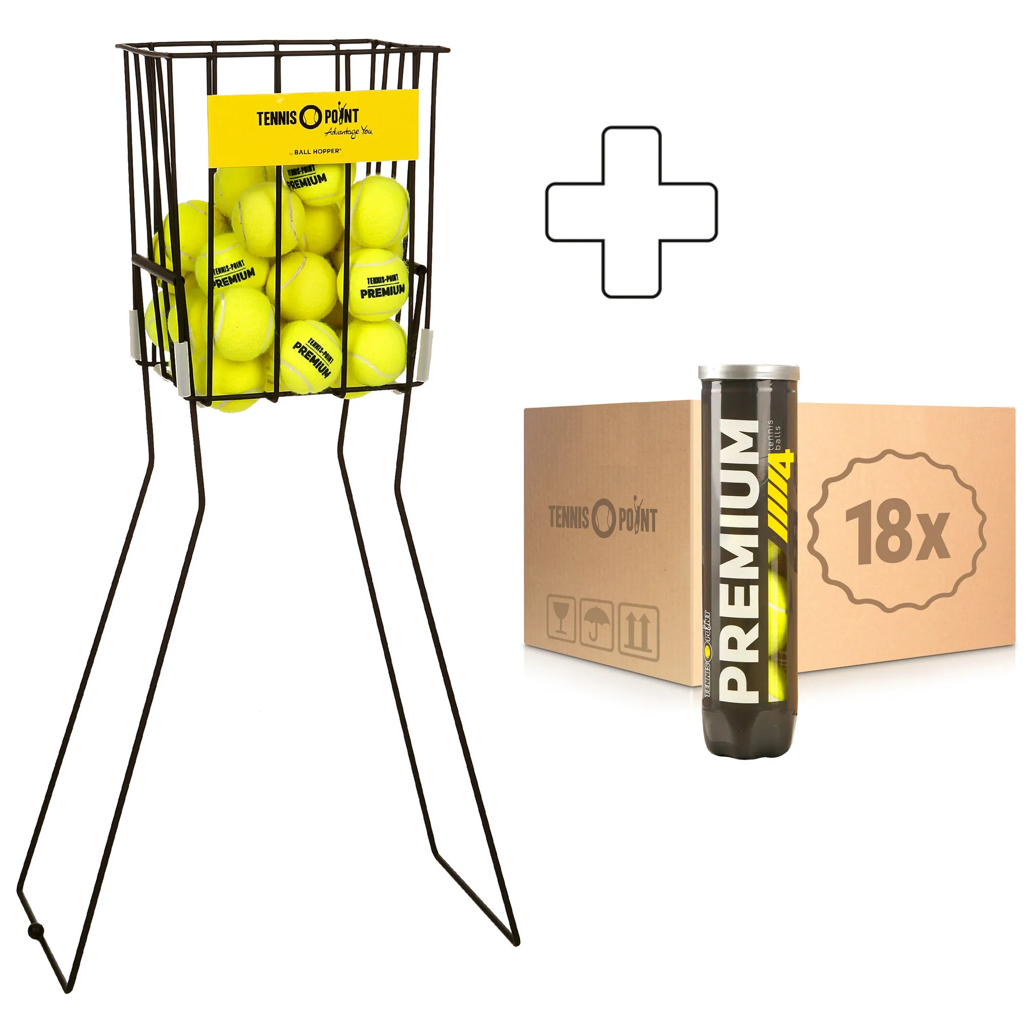 Tennis-Point Premium 18 Tubi Da 4 In Aggiunta Cesto Per Palline