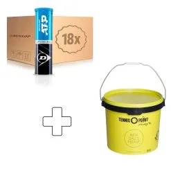 Dunlop ATP 18 Tubi Da 4 Nel Cartone, In Aggiunta Secchiello Per Palline, Rotondo